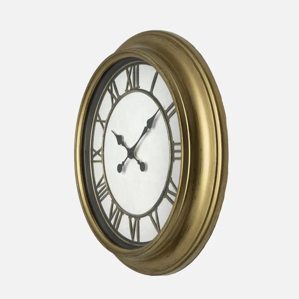 Reloj De Pared Almita Oro 60d Agujas Retro Industrial Gran Tamaño Numeros Romanos