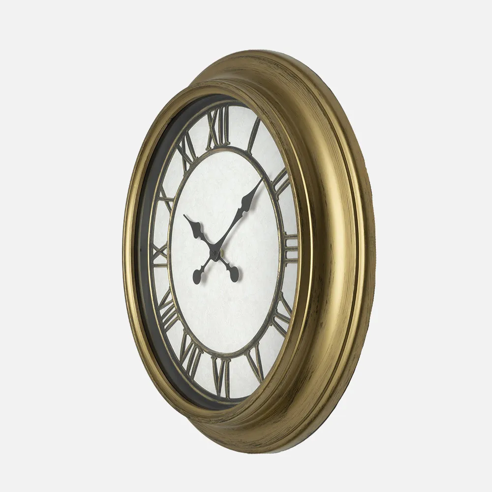Reloj De Pared Almita Oro 60d Agujas Retro Industrial Gran Tamaño Numeros Romanos
