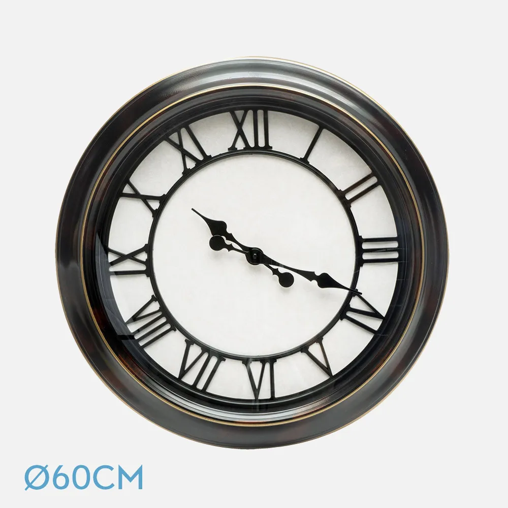 192610027 - Reloj De Pared Almita Negro Rustico 60d  Agujas Retro Industrial Gran Tamaño