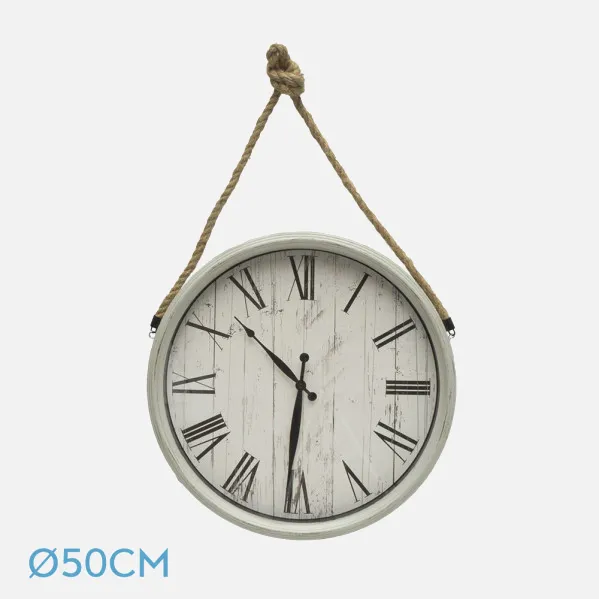 Reloj De Pared Zaman Blanco 50d C/cuerda  Agujas Espada