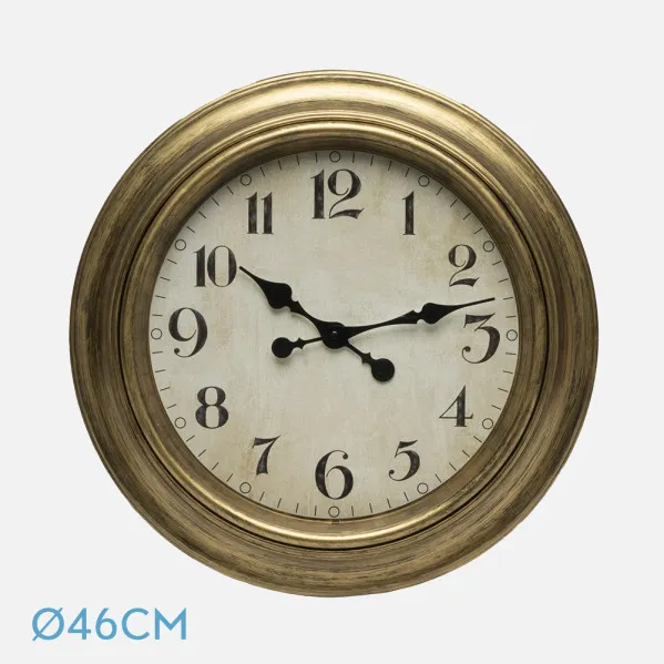 Reloj De Pared Lamba Oro 46d Agujas Retro