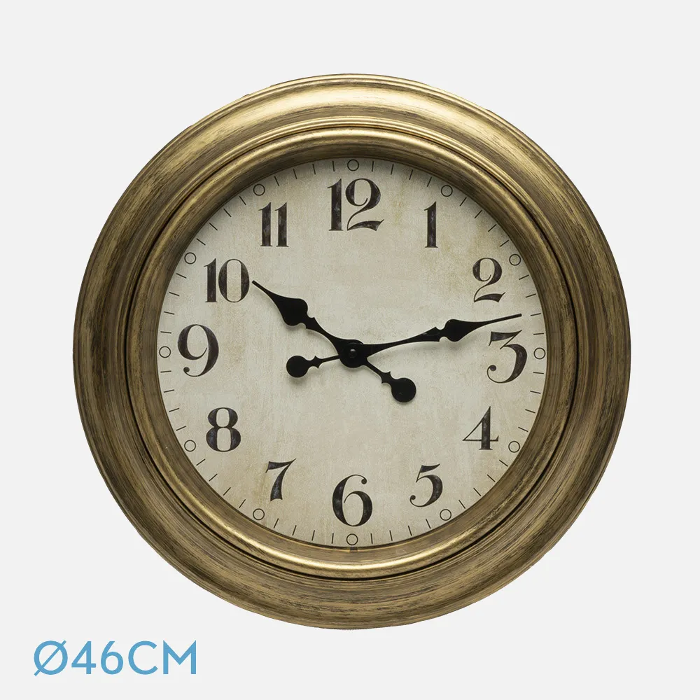 Reloj De Pared Lamba Oro 46d Agujas Retro