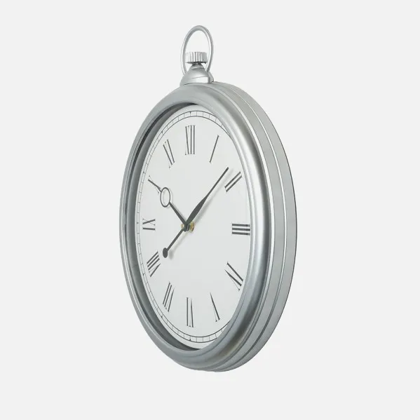 Reloj De Pared Epoca Plata 41x35x5 Cm Mov.continuo