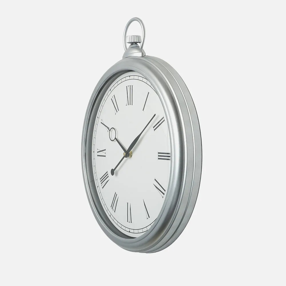 Reloj De Pared Epoca Plata 41x35x5 Cm Mov.continuo