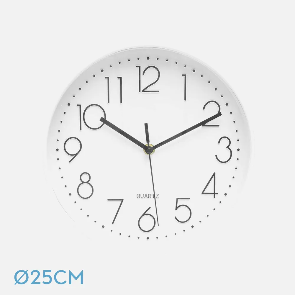 Reloj De Pared Minuto Blanco 25d Mov.continuo