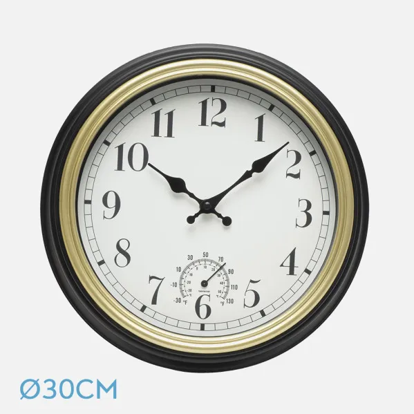 Reloj De Pared Horacio Negro-oro 30d Mov.continuo