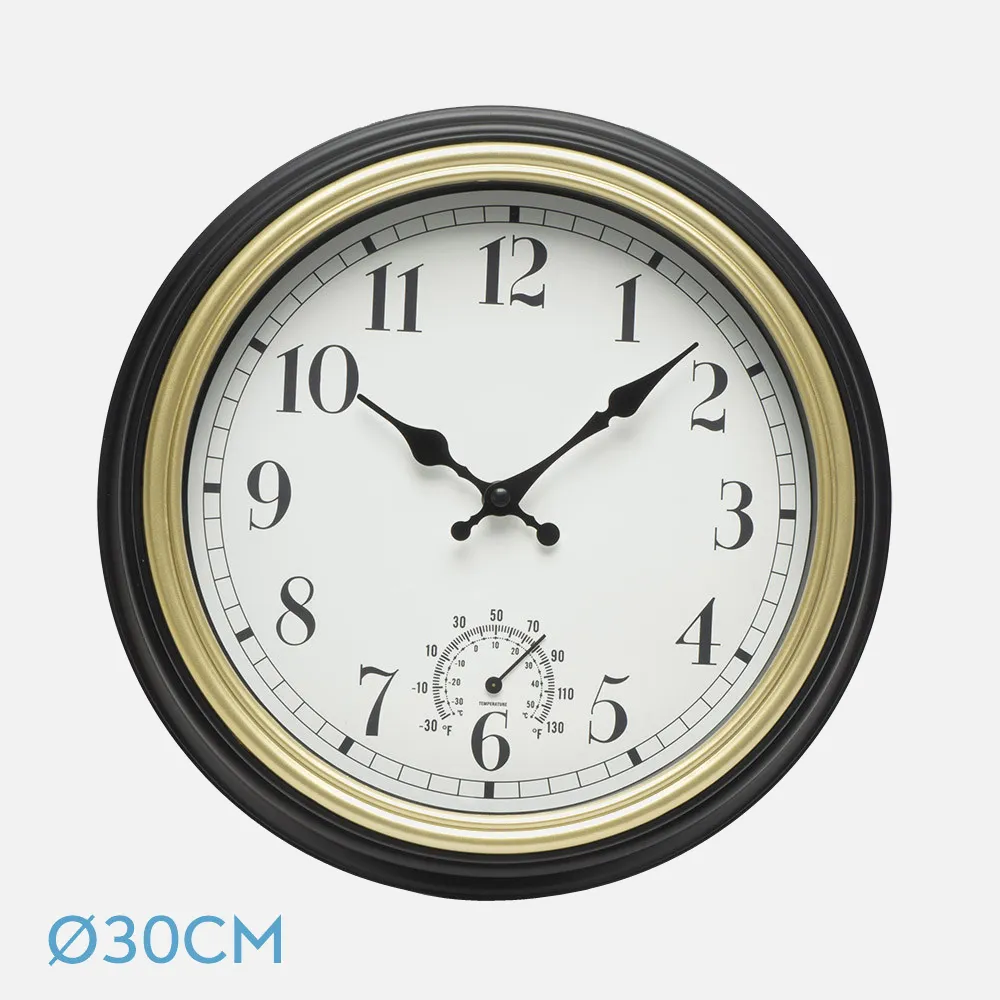 Reloj De Pared Horacio Negro-oro 30d Mov.continuo