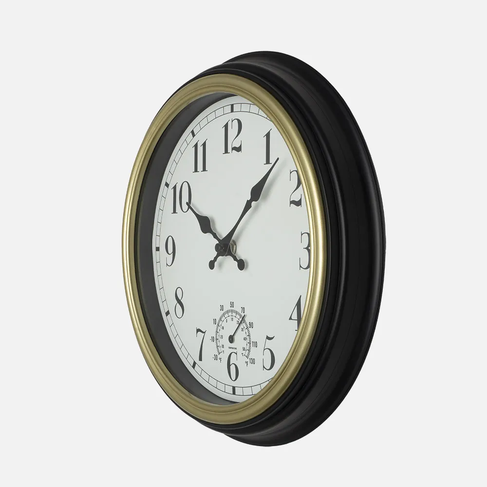 Reloj De Pared Horacio Negro-oro 30d Mov.continuo
