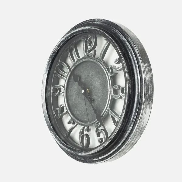 Reloj De Pared Limbo Negro / Plata  33d Mov.continuo