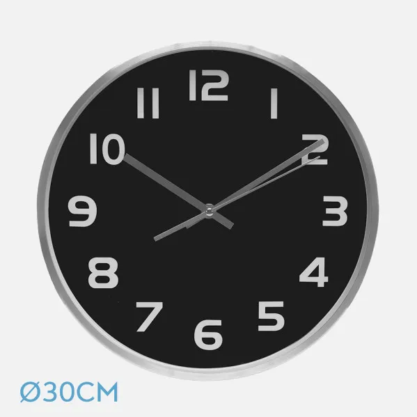 Wall Clock Team Aluminium-black 30d  Continuous Movement