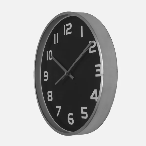 Reloj De Pared Team Aluminio-negro 30d  Movimiento Continuo