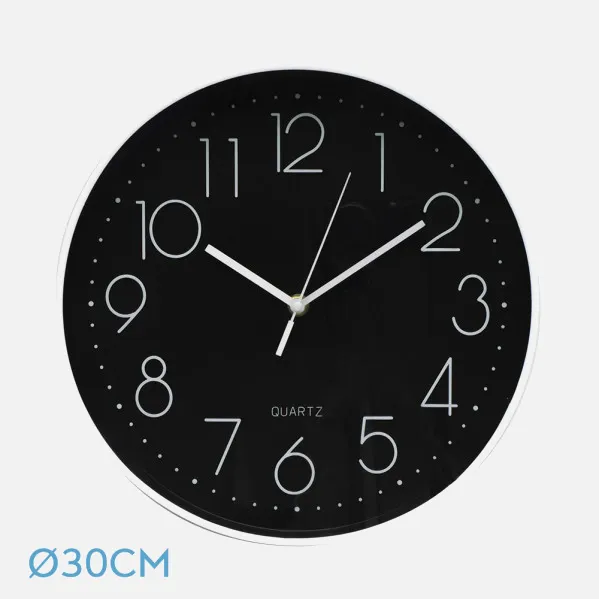 Wall Clock Tiempo White-black 30d  Continuous Movement