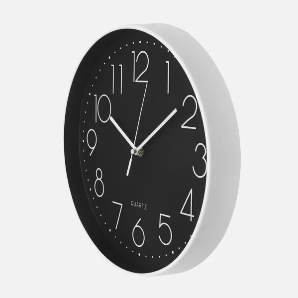Wall Clock Tiempo White-black 30d  Continuous Movement