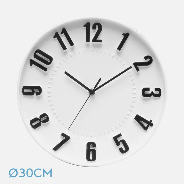 Reloj De Pared Hora Blanco 30d Movimiento Continuo