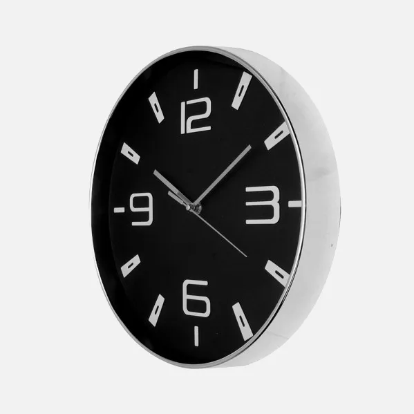Reloj De Pared Aroa Plata/negro 30d  Movimiento Continuo