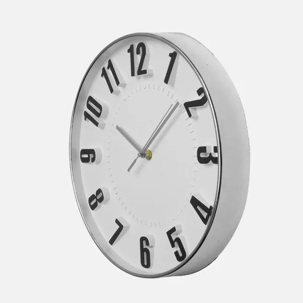 Reloj De Pared Hora Plata 30d Movimiento Continuo