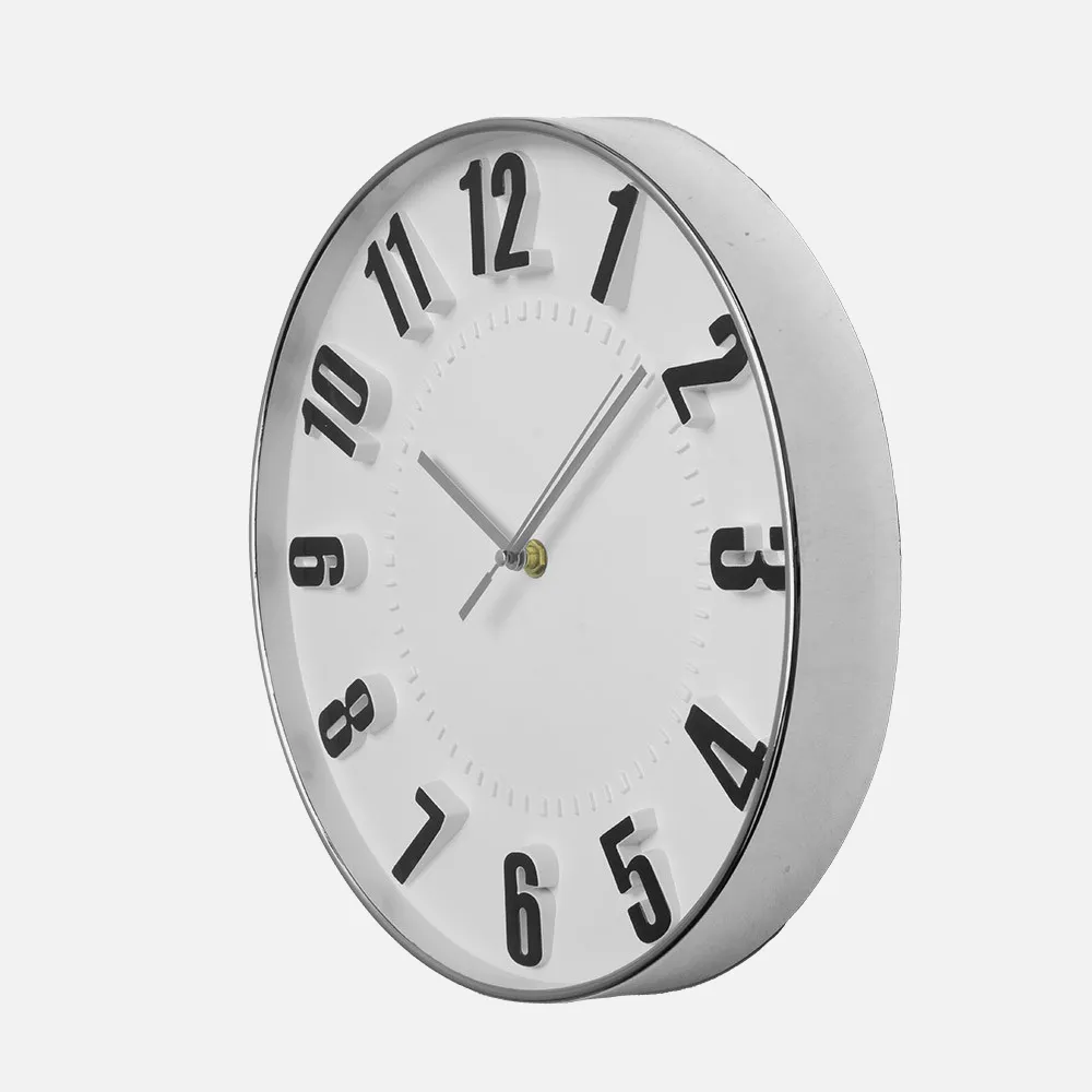 Reloj De Pared Hora Plata 30d Movimiento Continuo