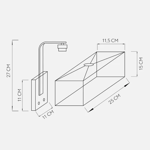 Aplique 1xE27 Y Puerto Usb Agatha Cromo/Pan.blanca 27x25x15cm Con interruptor