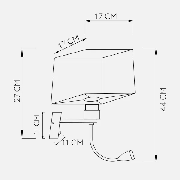 Wall light 3w 4000k+1xe27 And USB Port Stephen Leather/Beige Lampshade 285lm 38x17x20cm Double Switch