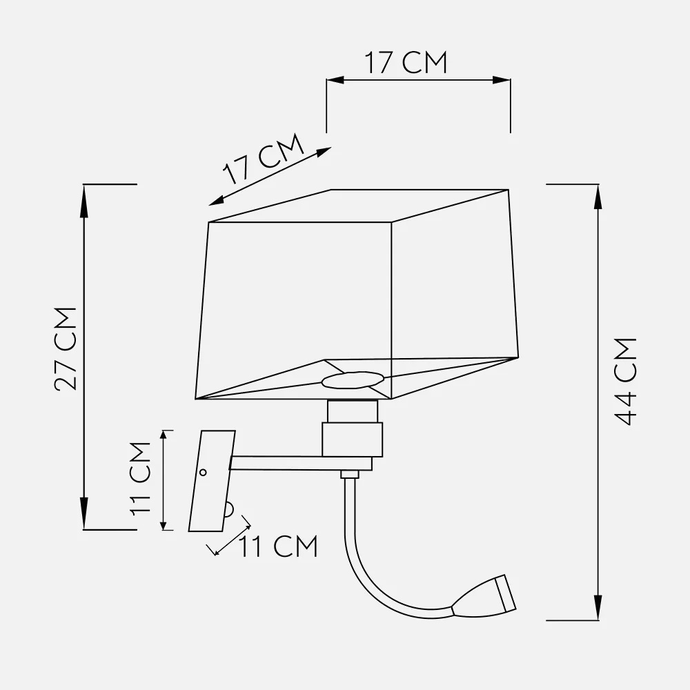 Apliq. 3w 4000k+1xe27 Y Puerto Usb Stephen Cuero/Pant.beis 285lm 38x17x20cm Doble Encendido