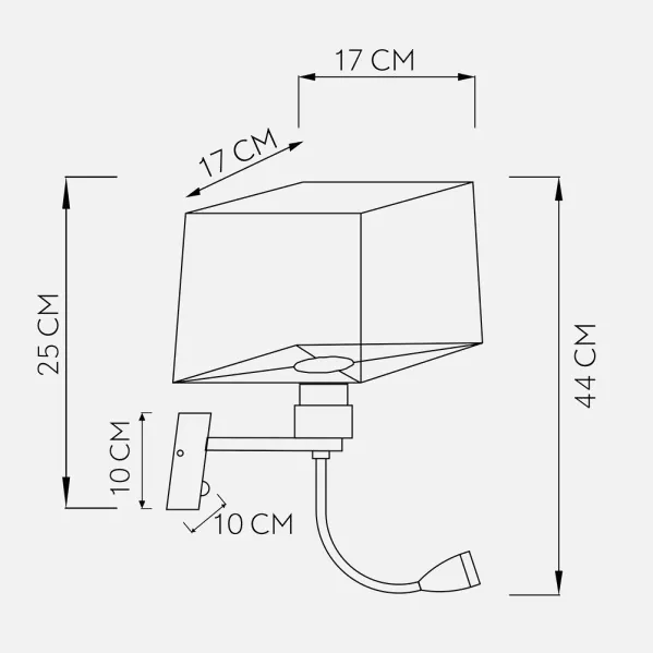Wall light 3w 4000k+1xe27 Stephen Chrome/White Lampshade 285lm 38x17x20cm Double Switch