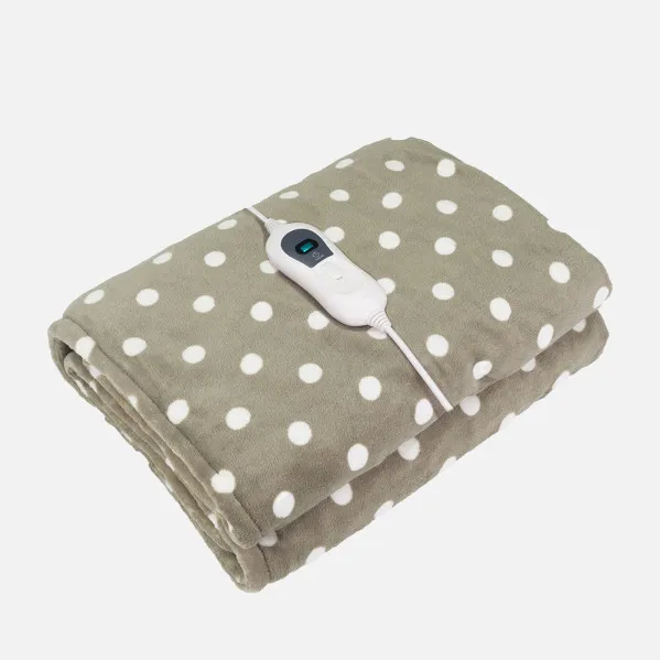 Electric Blanket Pinilla Polka Dot Brown/White 120w 160x120c M 3 Levels, Auto Shut-off, Removable, Washable