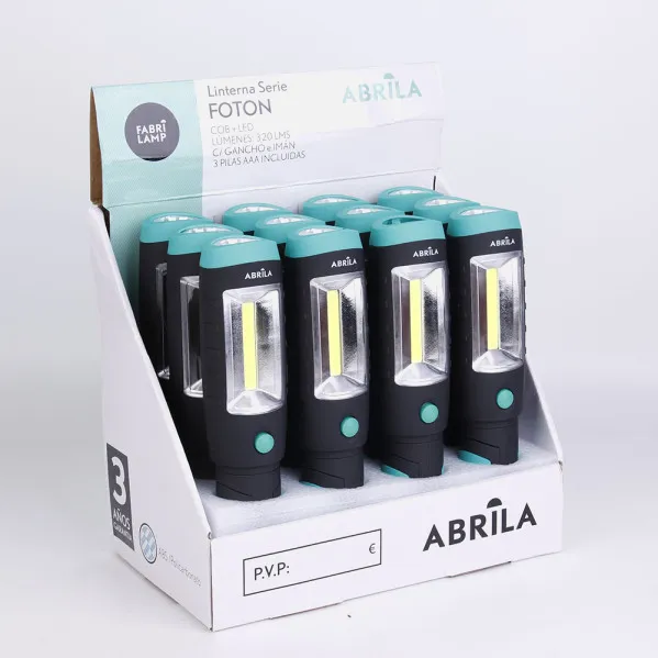 Linterna De Trabajo Foton Led+cob Iman Y Gancho 320lm 21,5x5x4,5cm 3xaaa Incluidas