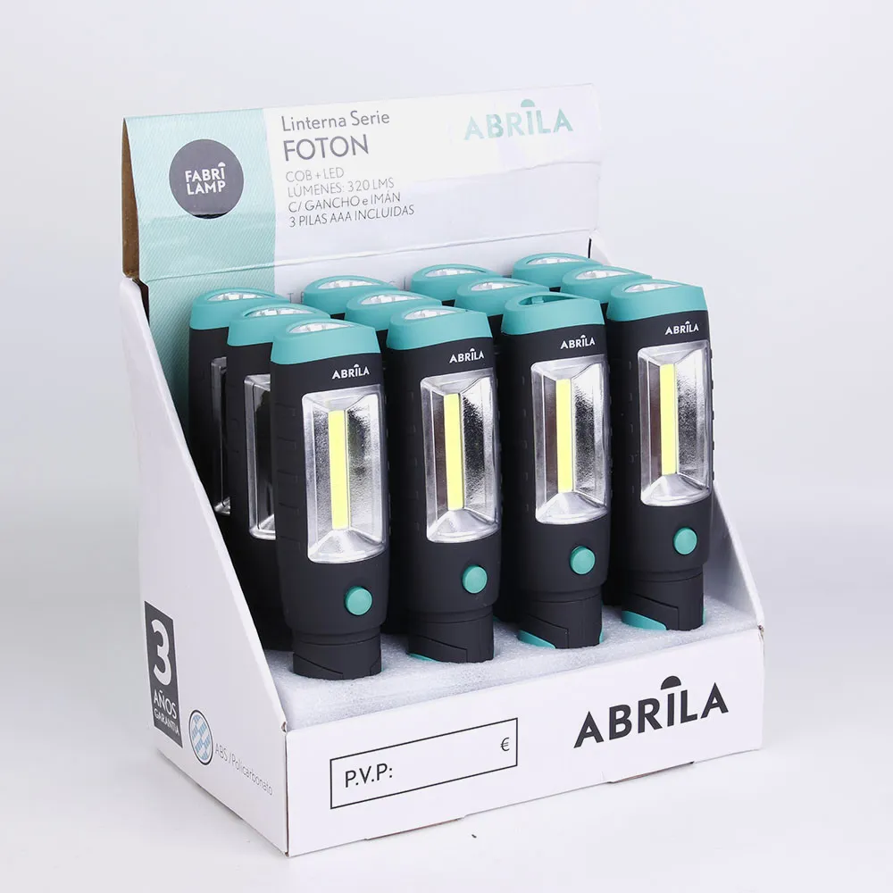 Linterna De Trabajo Foton Led+cob Iman Y Gancho 320lm 21,5x5x4,5cm 3xaaa Incluidas