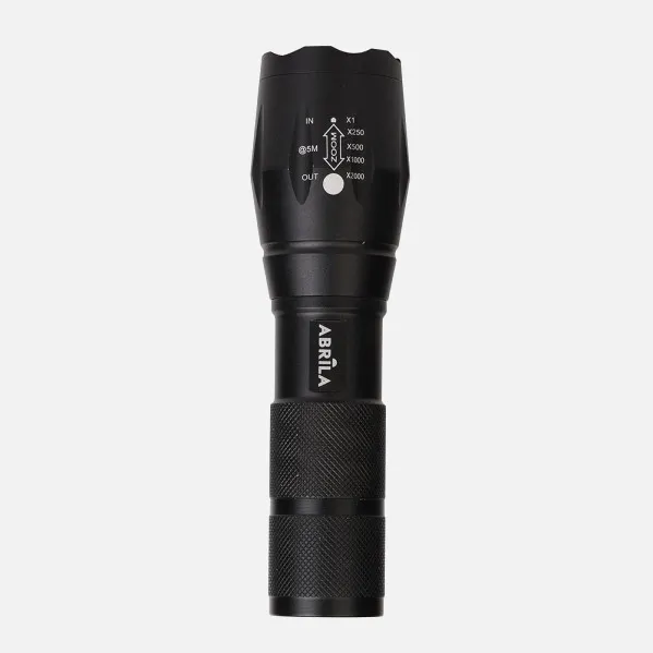 Linterna Led Aluminio Centello Negra 5encend.+zoom 300lm Ip44 C/asa 13,5-15,5x3,6d