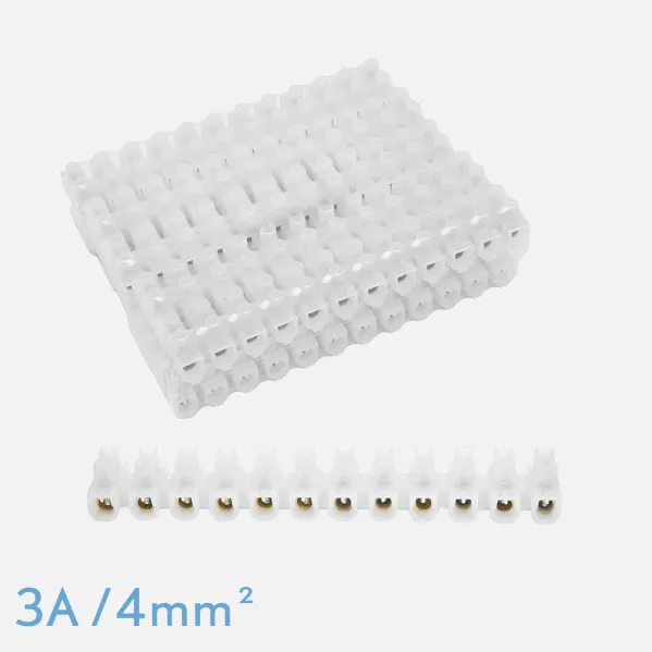 Regleta Ficha De Empalme 3a/4mm2 Pe Semitransparente 12 Fichas Flexible Y Facil De Cortar