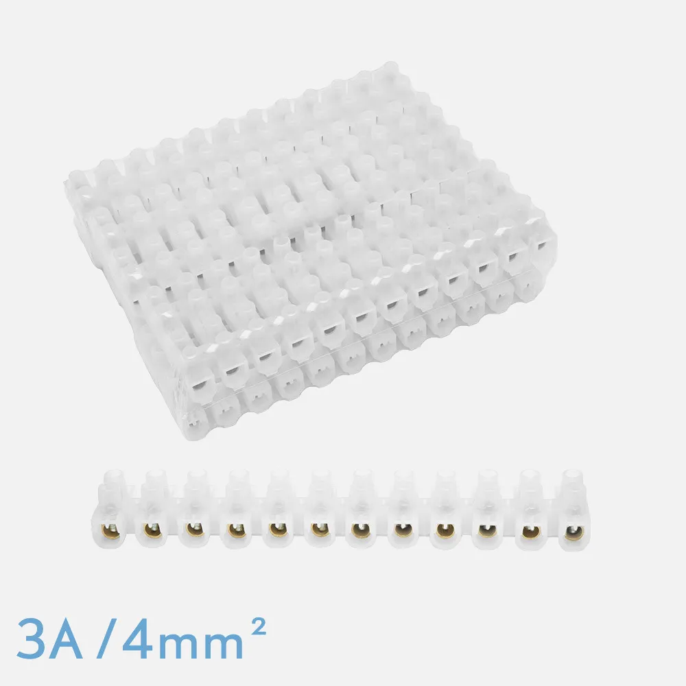 Regleta Ficha De Empalme 3a/4mm2 Pe Semitransparen Te 12 Fichas Flexible Y Facil De Cortar