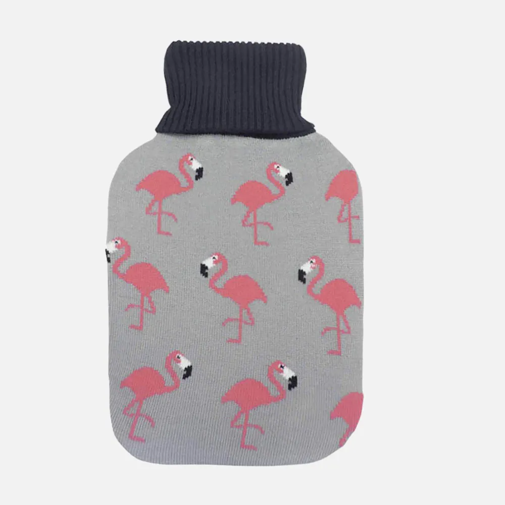 Bolsa Agua Caliente Mimo 1,7l Forro Gris Flamencos 20x32x4cm Flexible Agradable Al Tacto