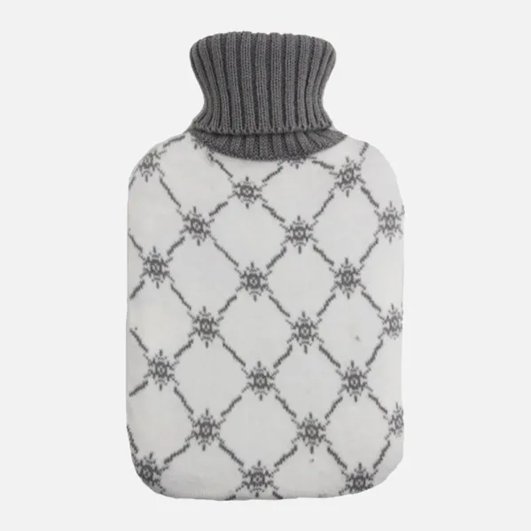 Hot Water Bottle Mimo 1,7l White/Grey Snowflakes Lining  20x32x4 Cm Flexible And Pleasant To The Touch