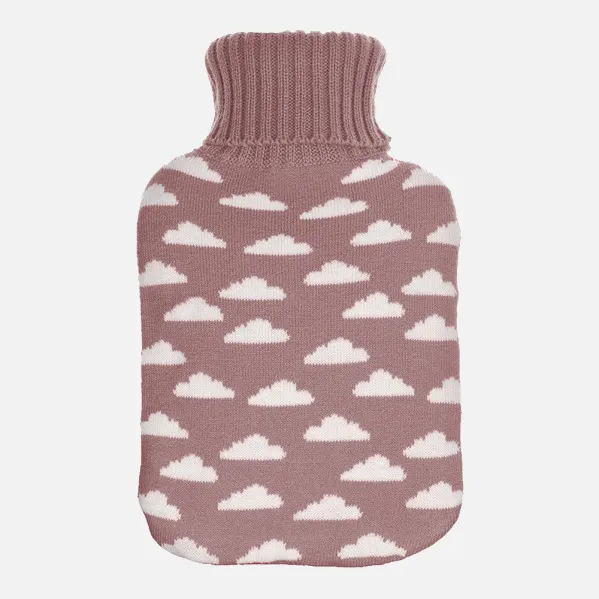 Hot Water Bottle Mimo 1,7l Pink Clouds Lining 20x32x4 Cm Flexible And Pleasant To The Touch