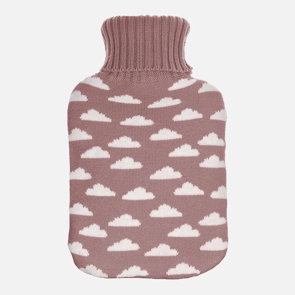 202815100 - Hot Water Bottle Mimo 1,7l Pink Clouds Lining 20x32x4 Cm Flexible And Pleasant To The Touch