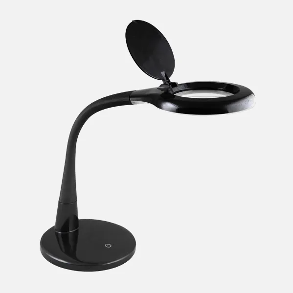Flexo Plath Negro 8w 595lm 5000k C/lupa Reg.intens Flexib Orientab Tactil 43x18x38cm
