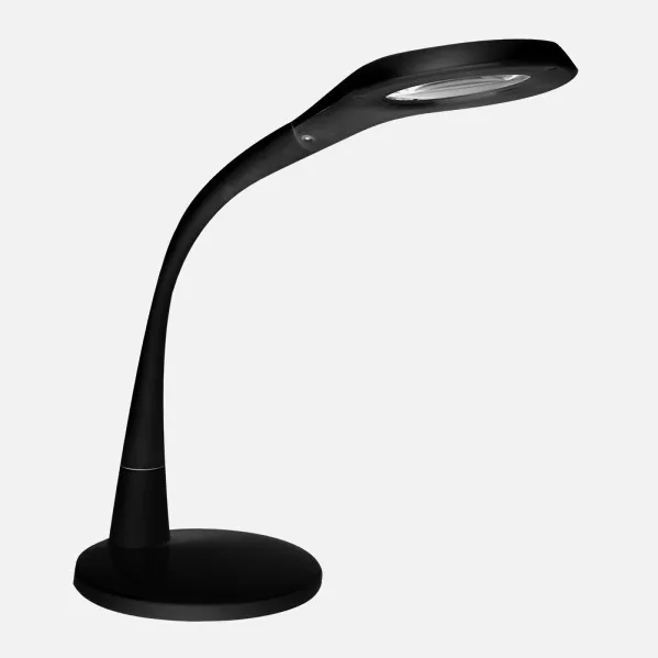 Flexo Plath Negro 8w 595lm 5000k C/lupa Reg.intens Flexib Orientab Tactil 43x18x38cm