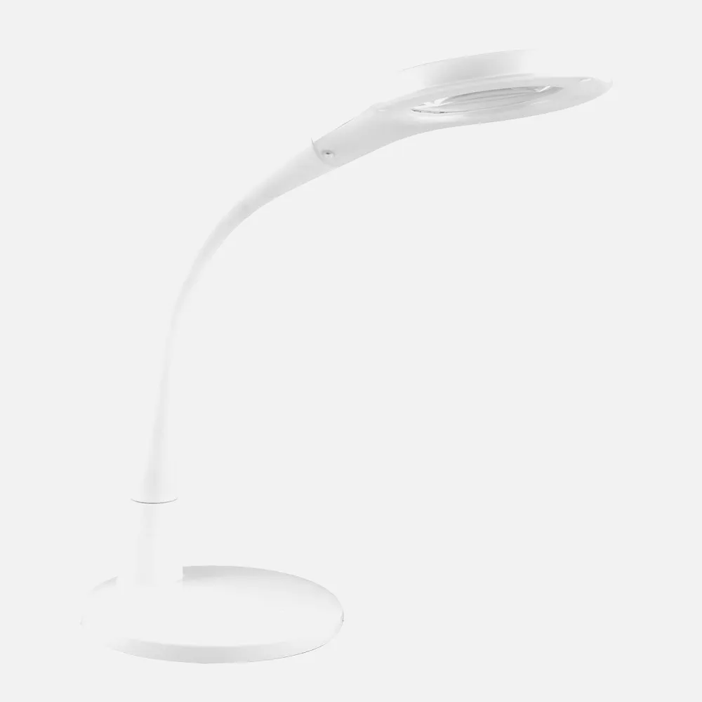 Flexo Plath Blanco 8w 595lm 5000k C/lupa Reg.inten Flexib Orientab Tactil 43x18x38cm
