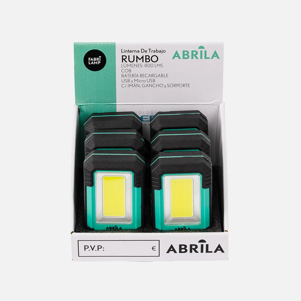 Linterna De Trabajo Rumbo Led 3cob 800lm USB Y Micro Usb 3,5x11x16cm Iman,gancho y soporte
