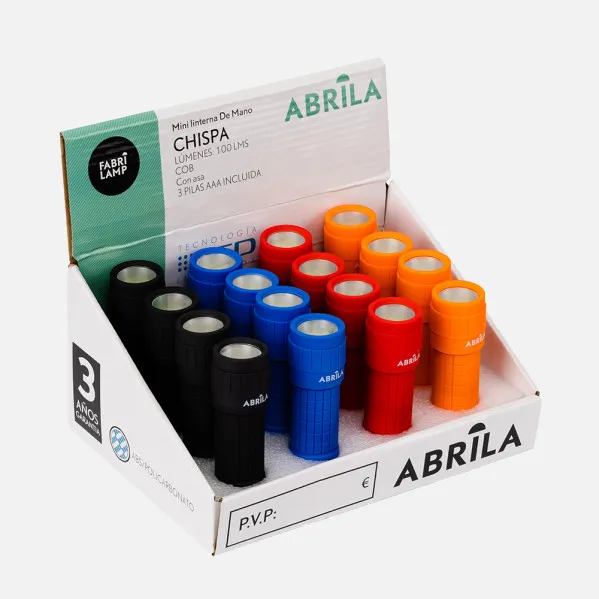 Mini linterna De Mano Chispa Led Cob 100lm Multicolores 9,5x3x3cm 3xaaa Incluidas Ligera Y C/asa
