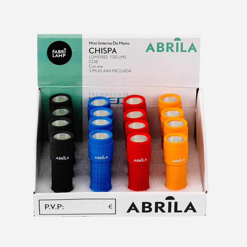 Mini linterna De Mano Chispa Led Cob 100lm Multicolores 9,5x3x3cm 3xaaa Incluidas Ligera Y C/asa