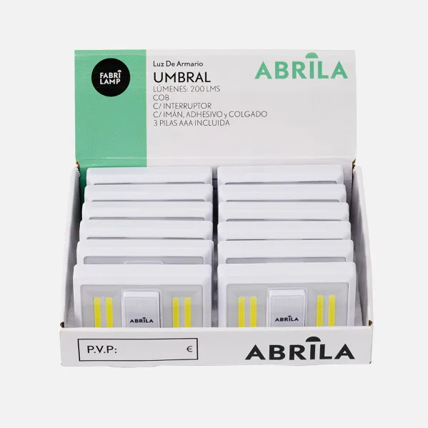 Luz De Armario Led Cob Umbral 200lm C/interruptor 3x11,5x7,5cm Iman, Adhesivo Y Colgar