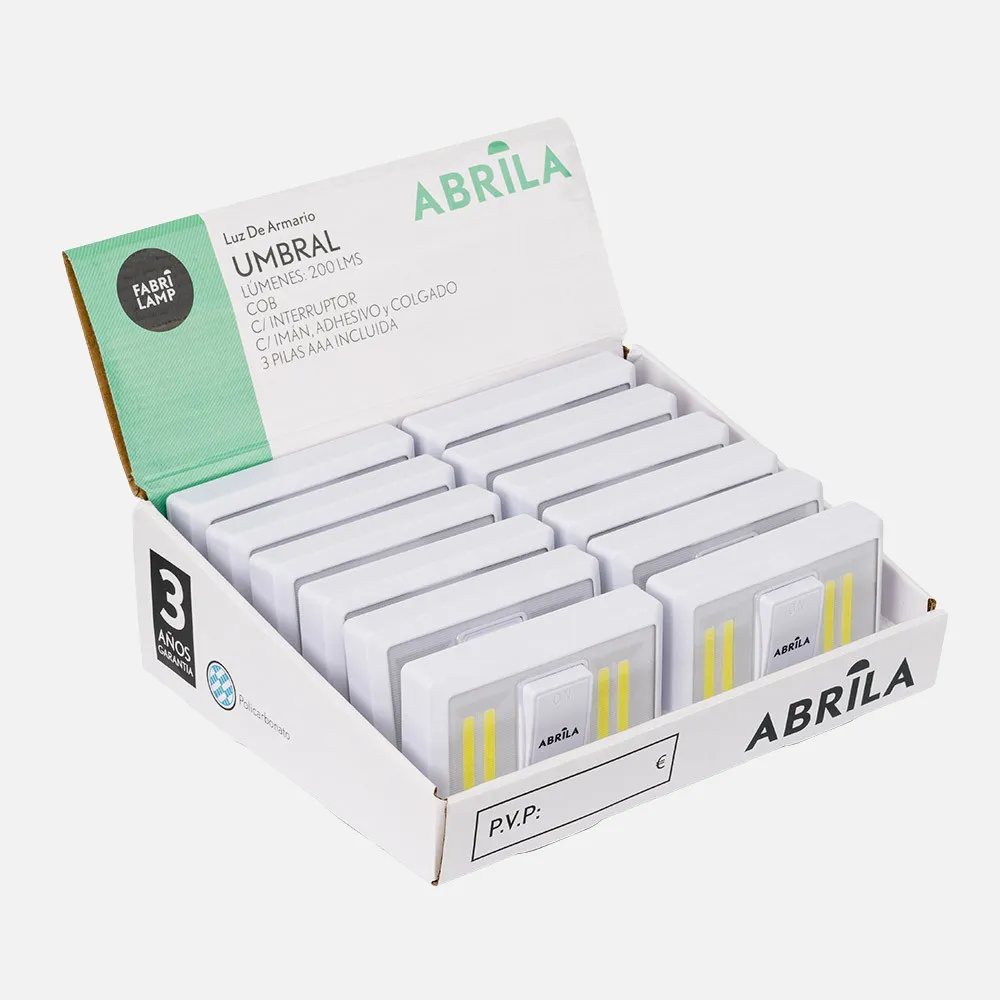Luz De Armario Led Cob Umbral 200lm C/interruptor 3x11,5x7,5cm Iman, Adhesivo Y Colgar
