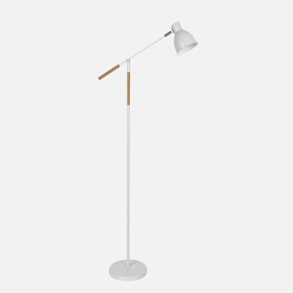205241001 - Pie De Salon Acople 1xe27 Blanco/haya Orientable 360º Articulable 137x25,5x55 Cm