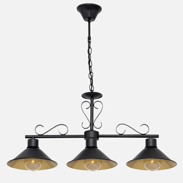 Colgante Azalea 3xe27 Negro/oro Regx86x20 Cm