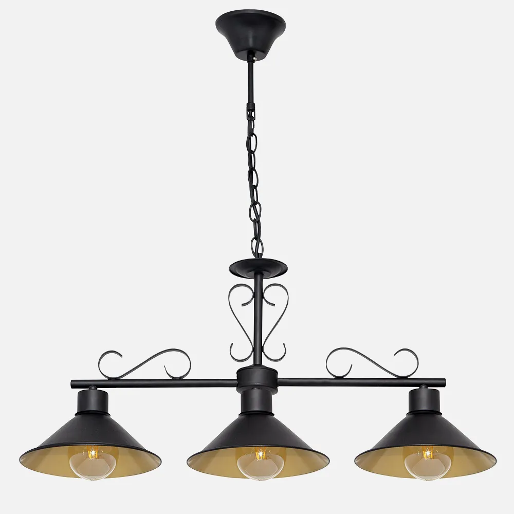 Colgante Azalea 3xe27 Negro/oro Regx86x20 Cm