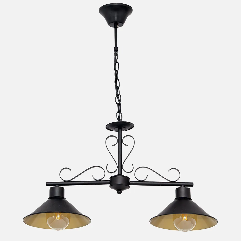 151092016 - Azalea Pendant 2xe27 Preto/ouro Regx58x20 Cm