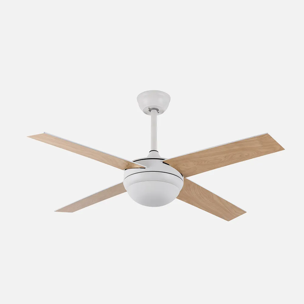 Ventilador Dc Ciro 2xe27 Blanco 4 Asp. Blanco/haya 35/45x116,8d Remoto Y Temporizador