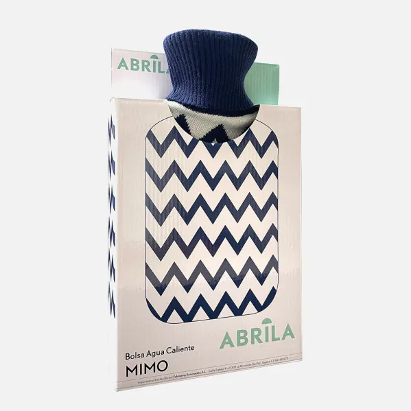 Hot Water Bottle Mimo 1,7l Blue Borlon Lining 20x32x4 Cm Flexible And Pleasant To The Touch