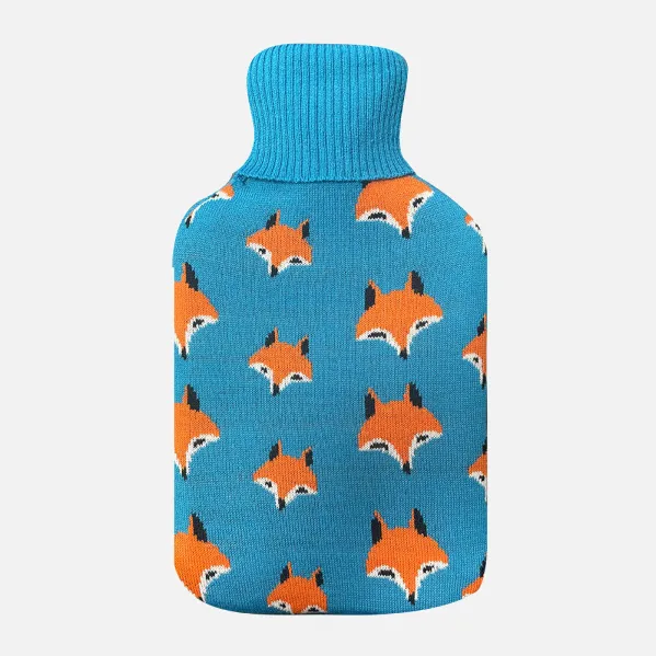 Hot Water Bottle Mimo 1,7l Blue Foxes Lining 20x32x4 Cm Flexible And Pleasant To The Touch